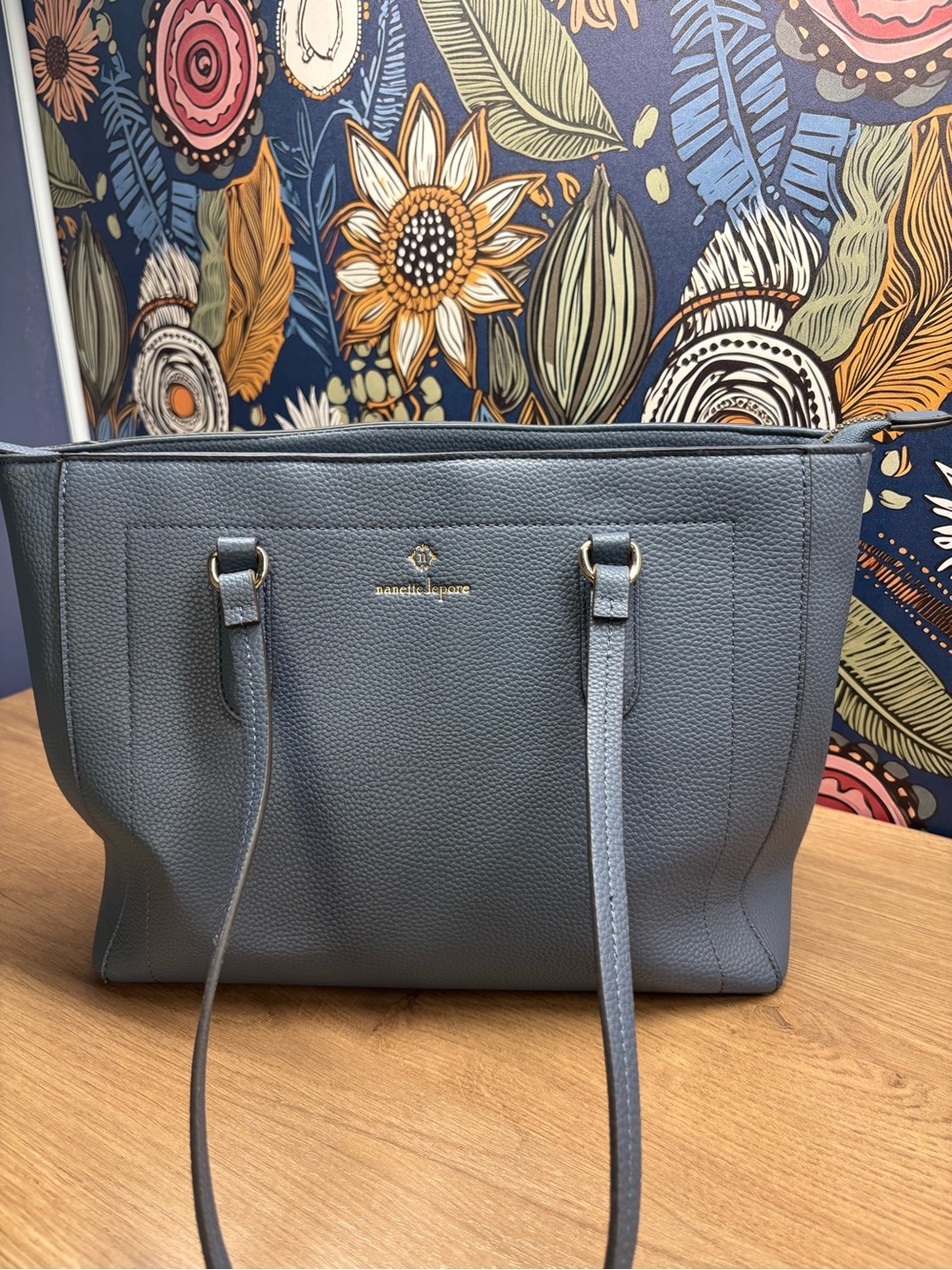 Nanette Lepore Blue Double Handle Medium Leather Bag
